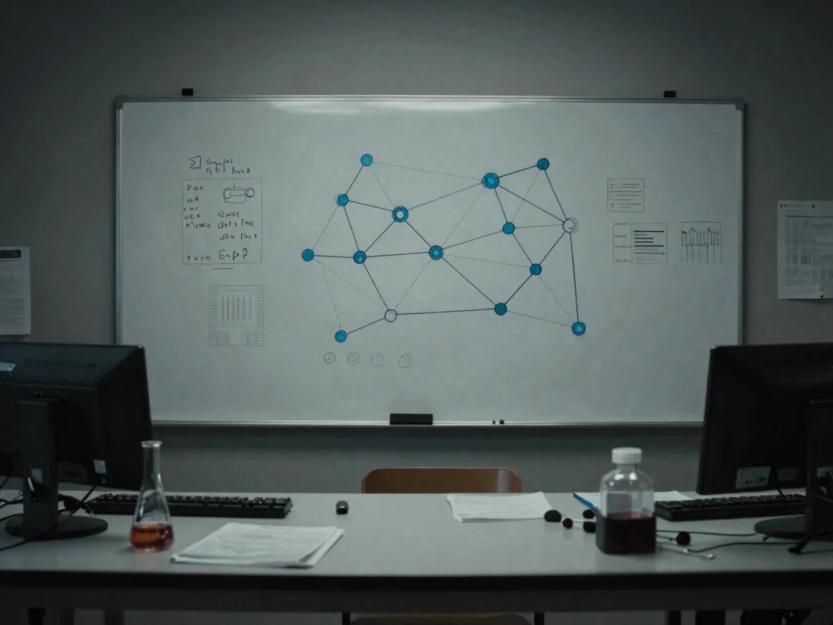 Considered environmental view of a research workspace with a whit